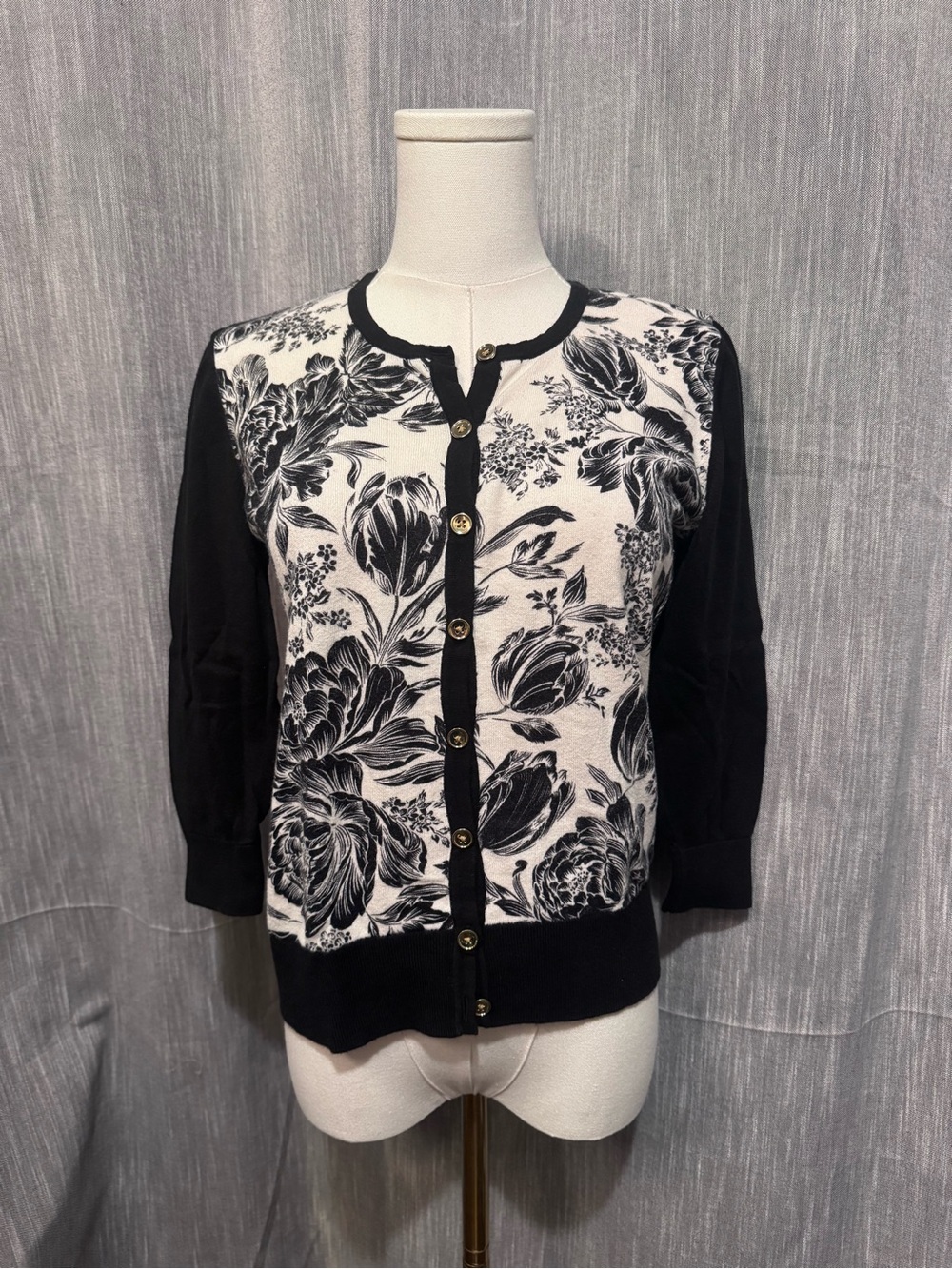 Ann Taylor Floral Button-Front Cardigan - Size MP